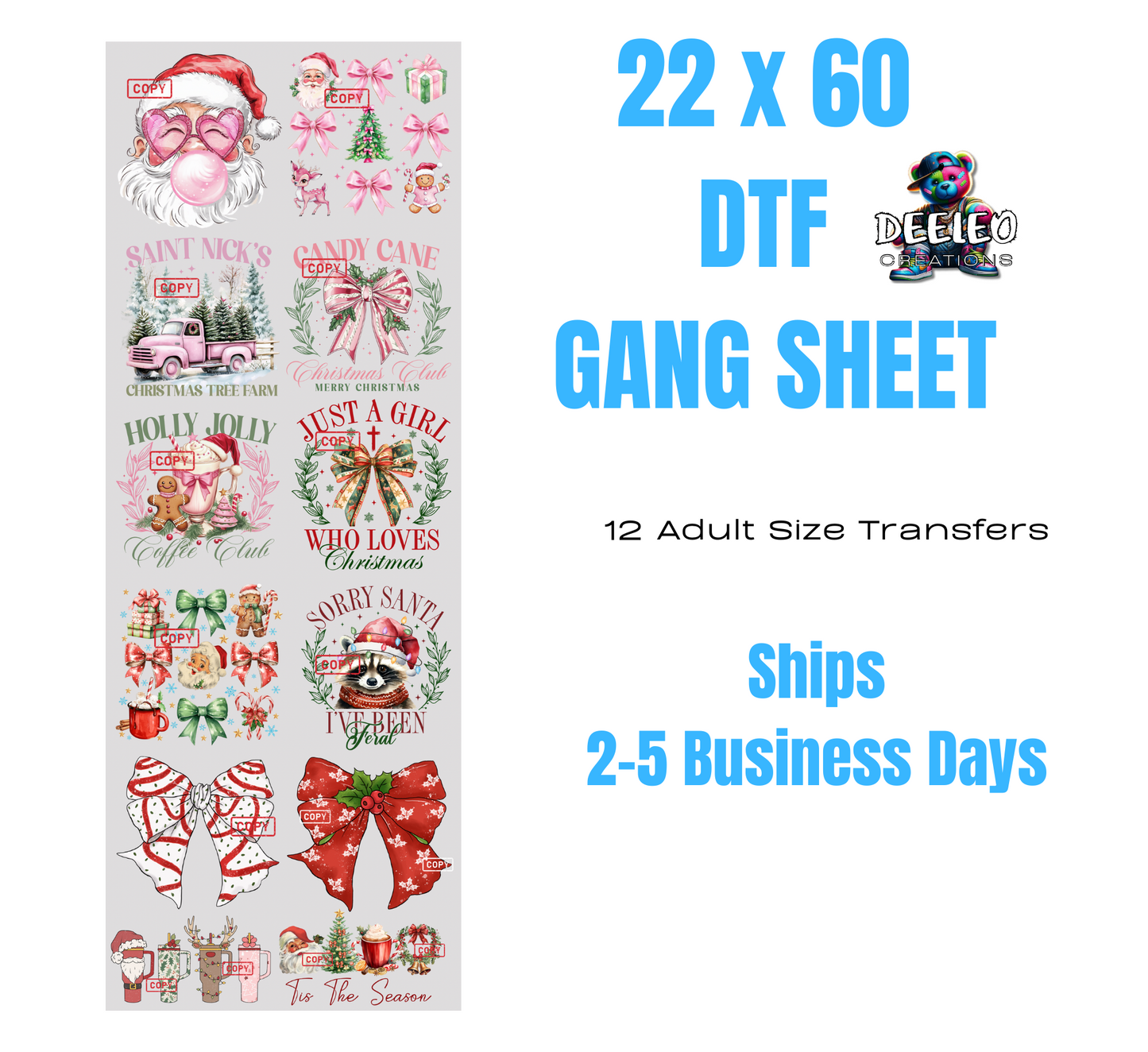 Christmas 22x60 Gang Sheet