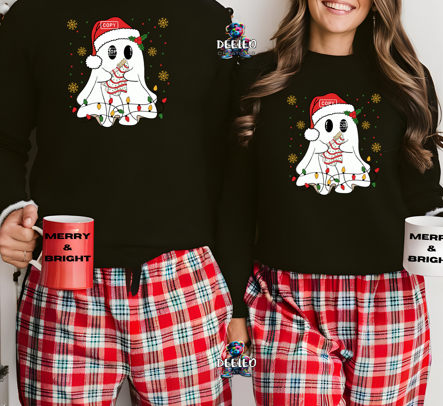 Christmas Ghost with cake & lights Sweatshirt