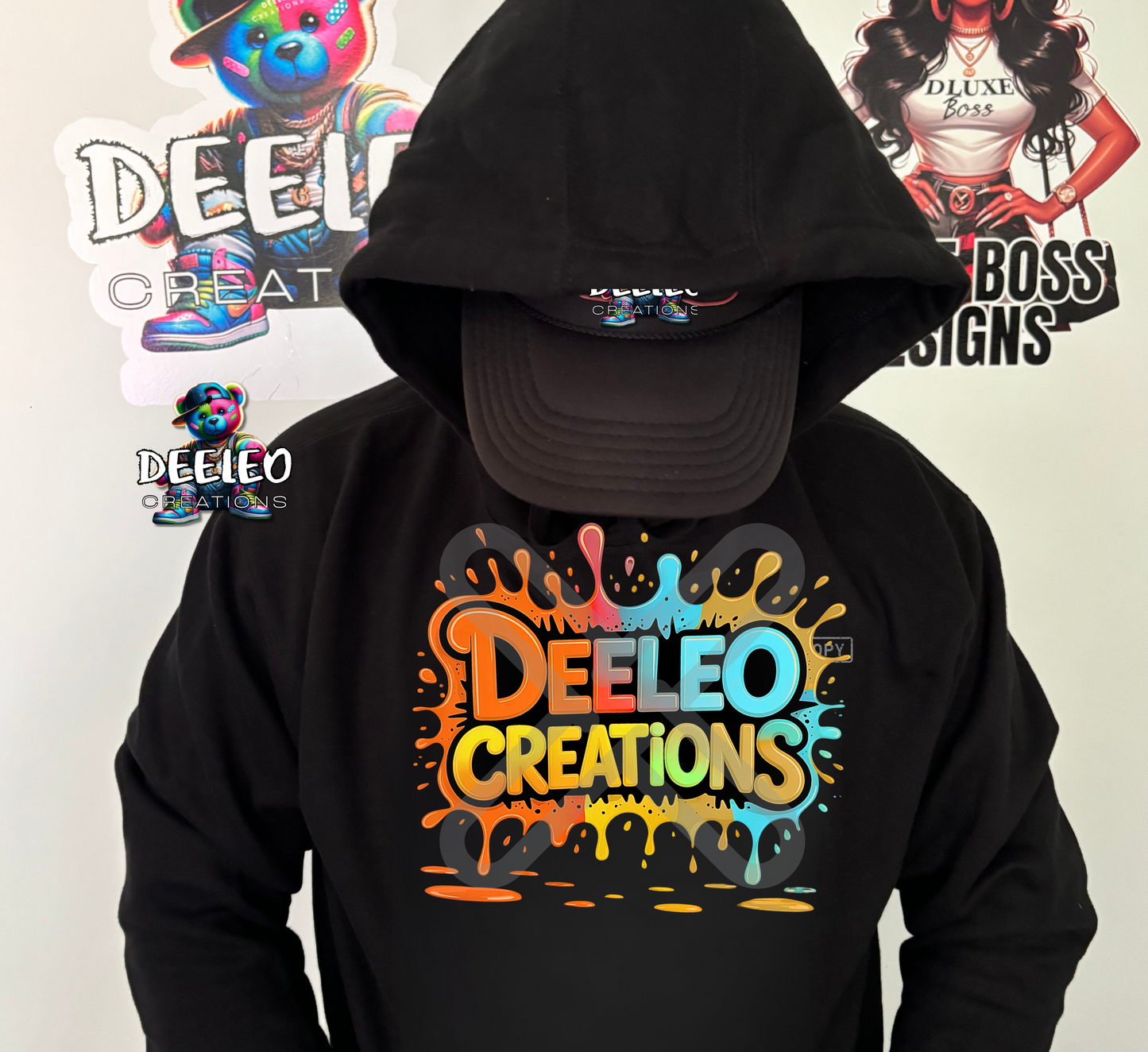 Deeleo Orange Paint Splatter Hoodie