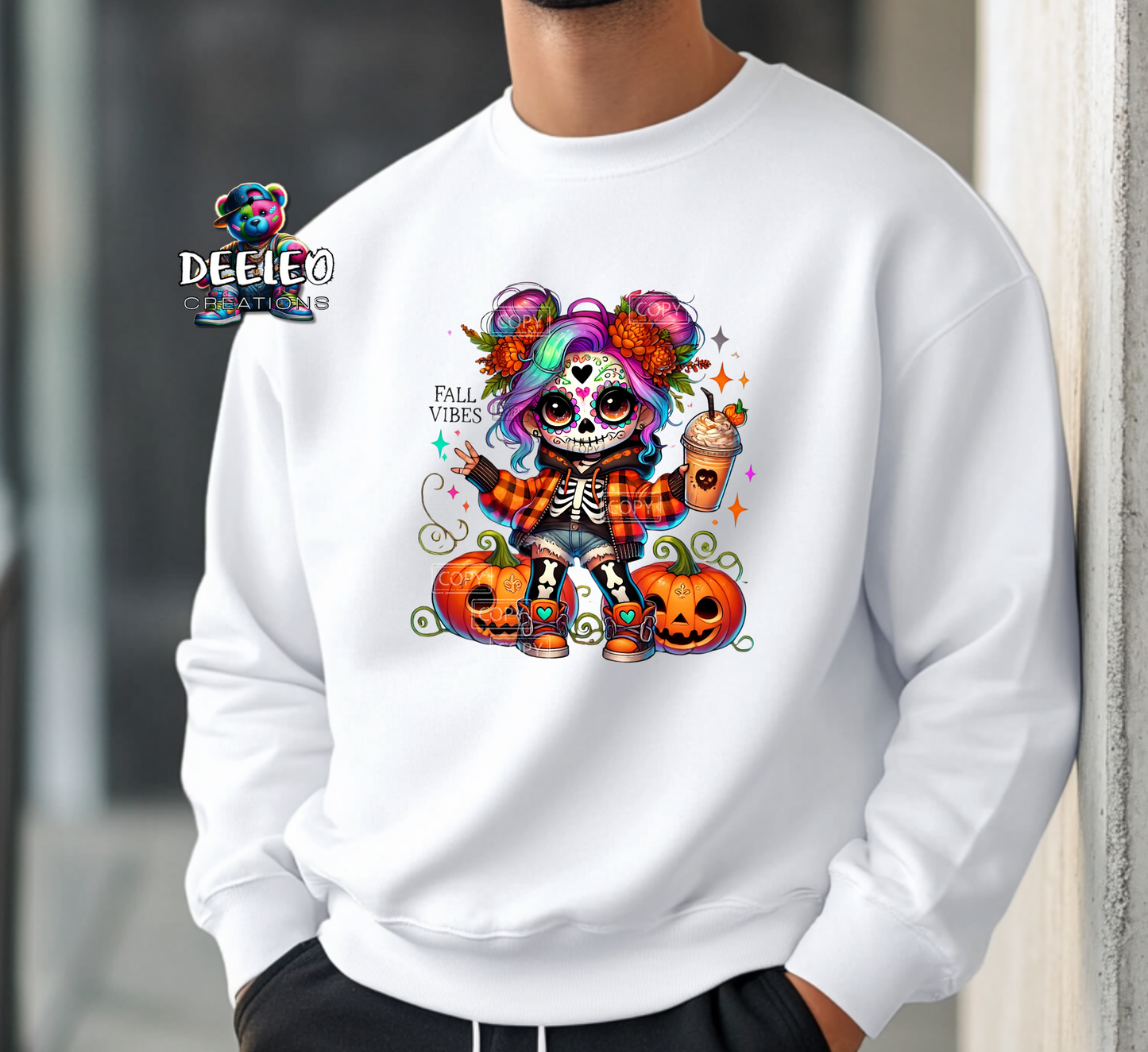 Fall Vibes Sugar Skull Girl Sweatshirt