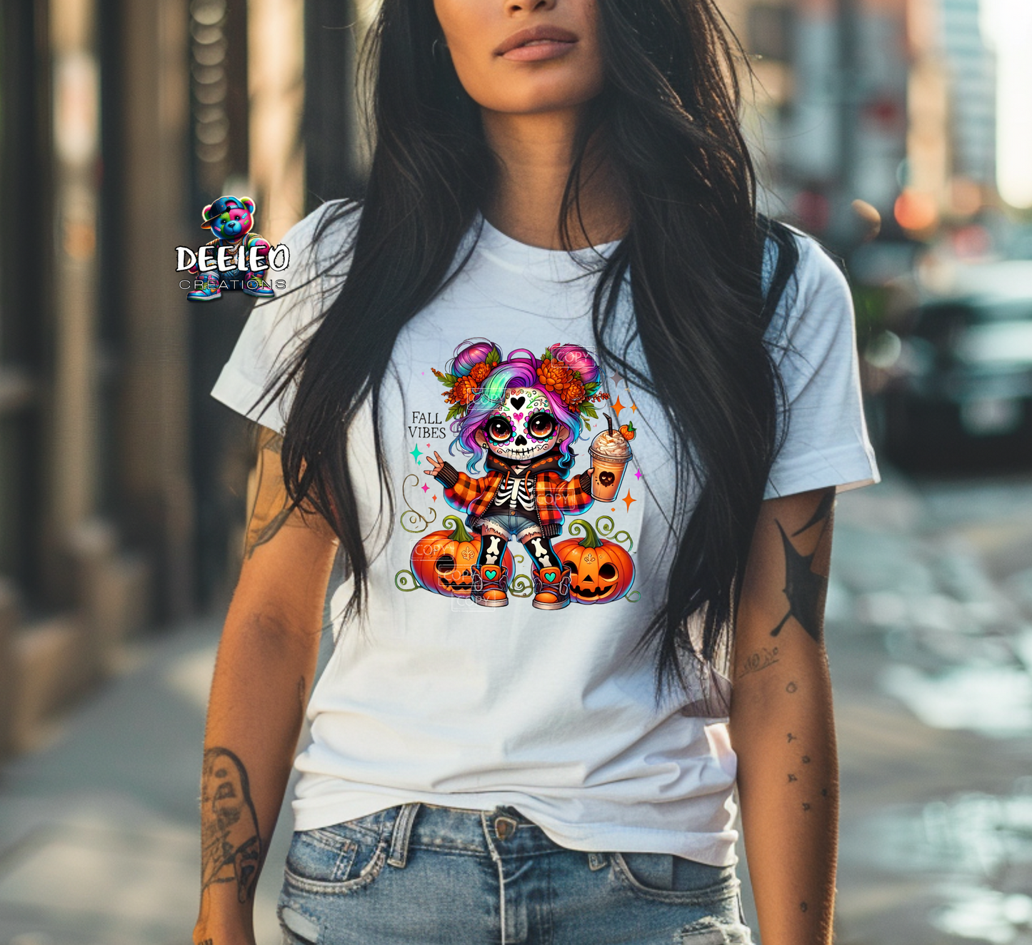 Fall Vibes Sugar Skull Girl T-Shirt