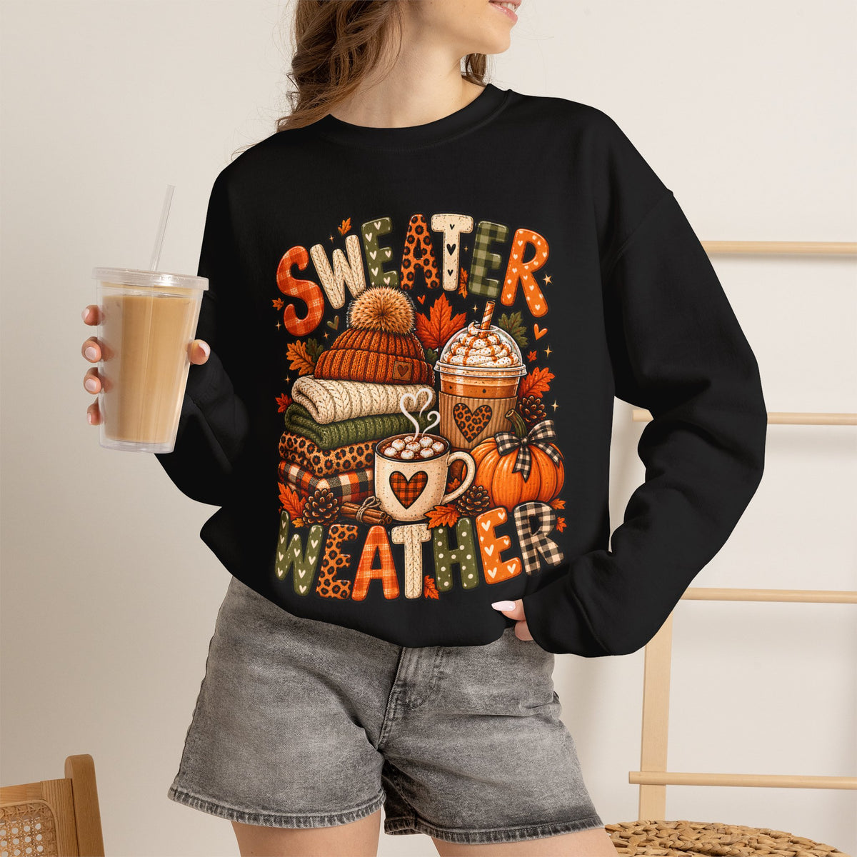 Sweater Weather Crewneck Sweatshirt | Fall Cozy Pumpkin Coffee Autumn