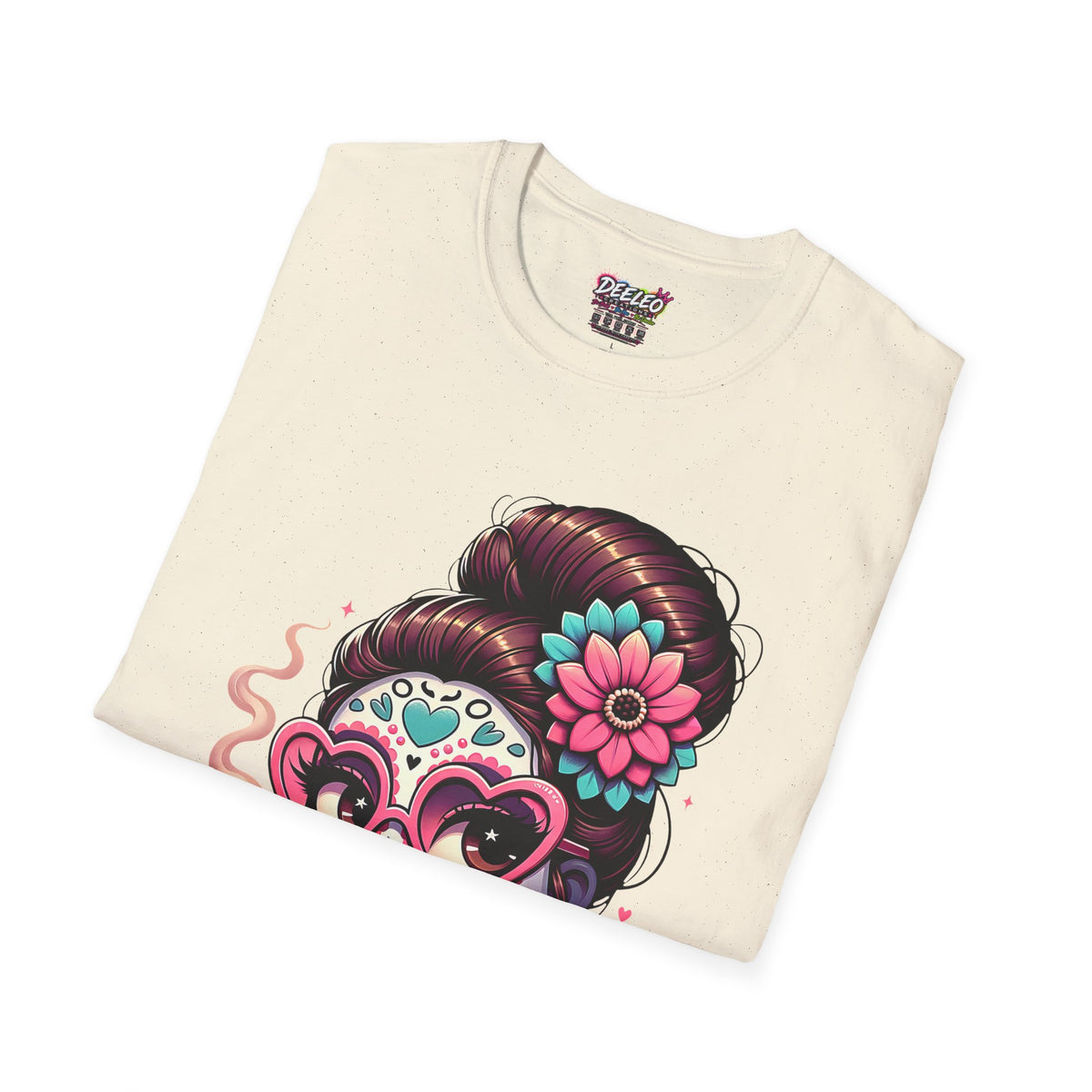 La Chismosa sugar skull T-Shirt | Day of the Dead diva, heart sunglasses