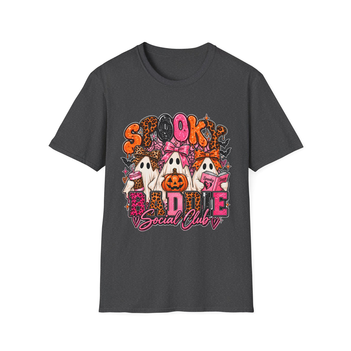 Spooky Social Club T-Shirt | Halloween Ghosts Pumpkin Pink