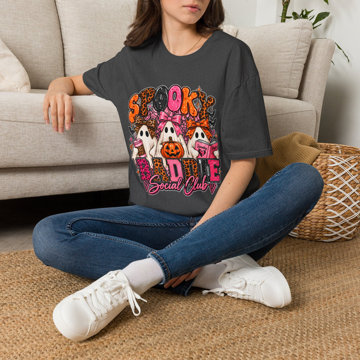 Spooky Social Club T-Shirt | Halloween Ghosts Pumpkin Pink