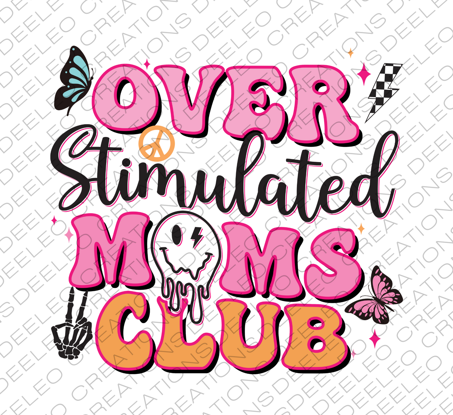 Over Stimulated Moms Club Cheetah print DTF Transfer