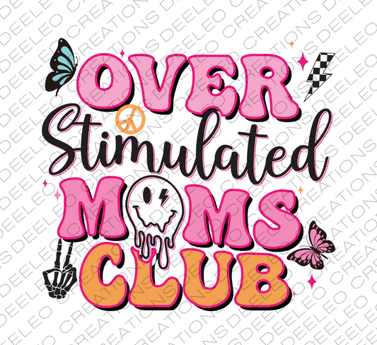 Over Stimulated Moms Club Cheetah print DTF Transfer