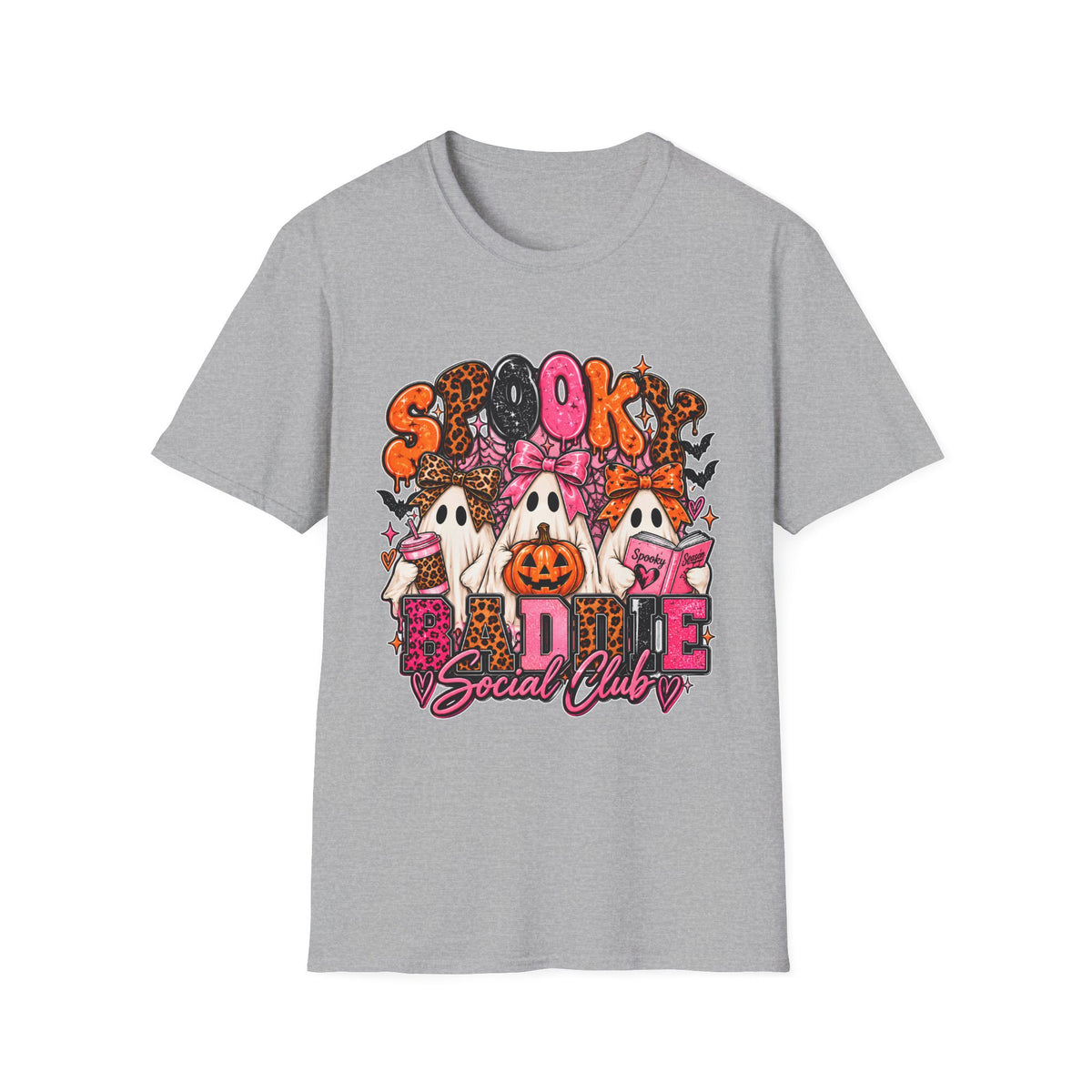Spooky Social Club T-Shirt | Halloween Ghosts Pumpkin Pink