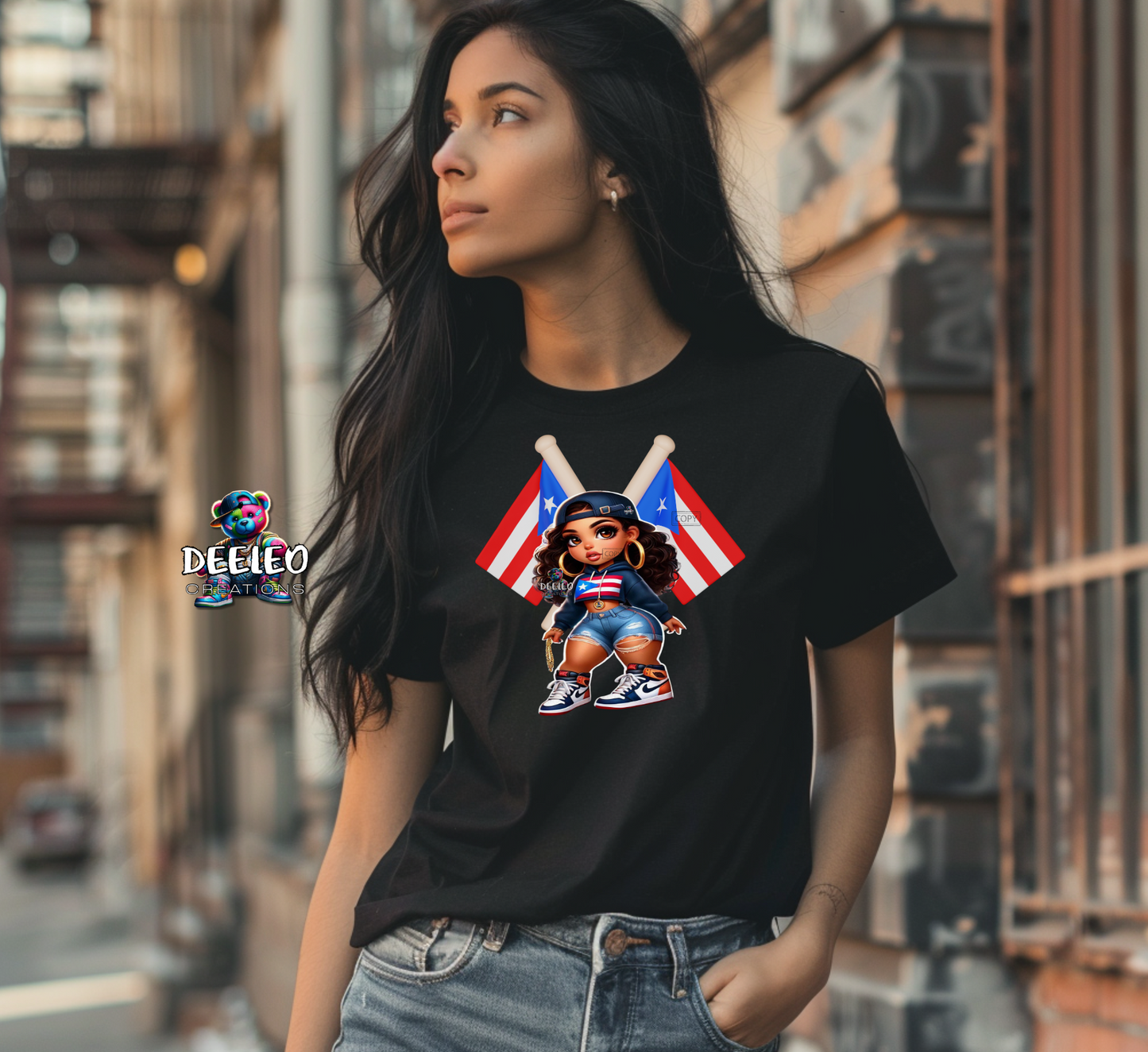 Boricua PR Flag Curvy Girlie T-Shirt