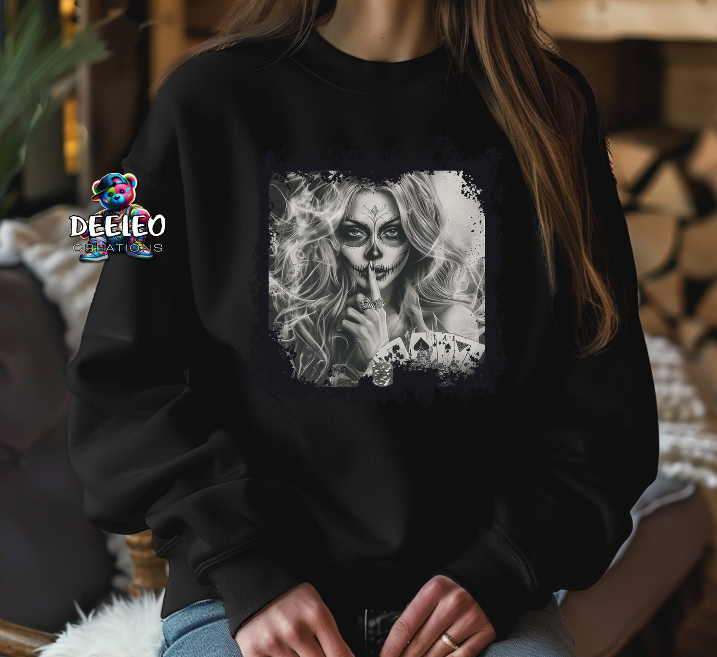 Sugar Skull Card Girl Unisex Sweatshirt