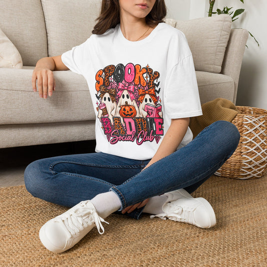 Spooky Social Club T-Shirt | Halloween Ghosts Pumpkin Pink