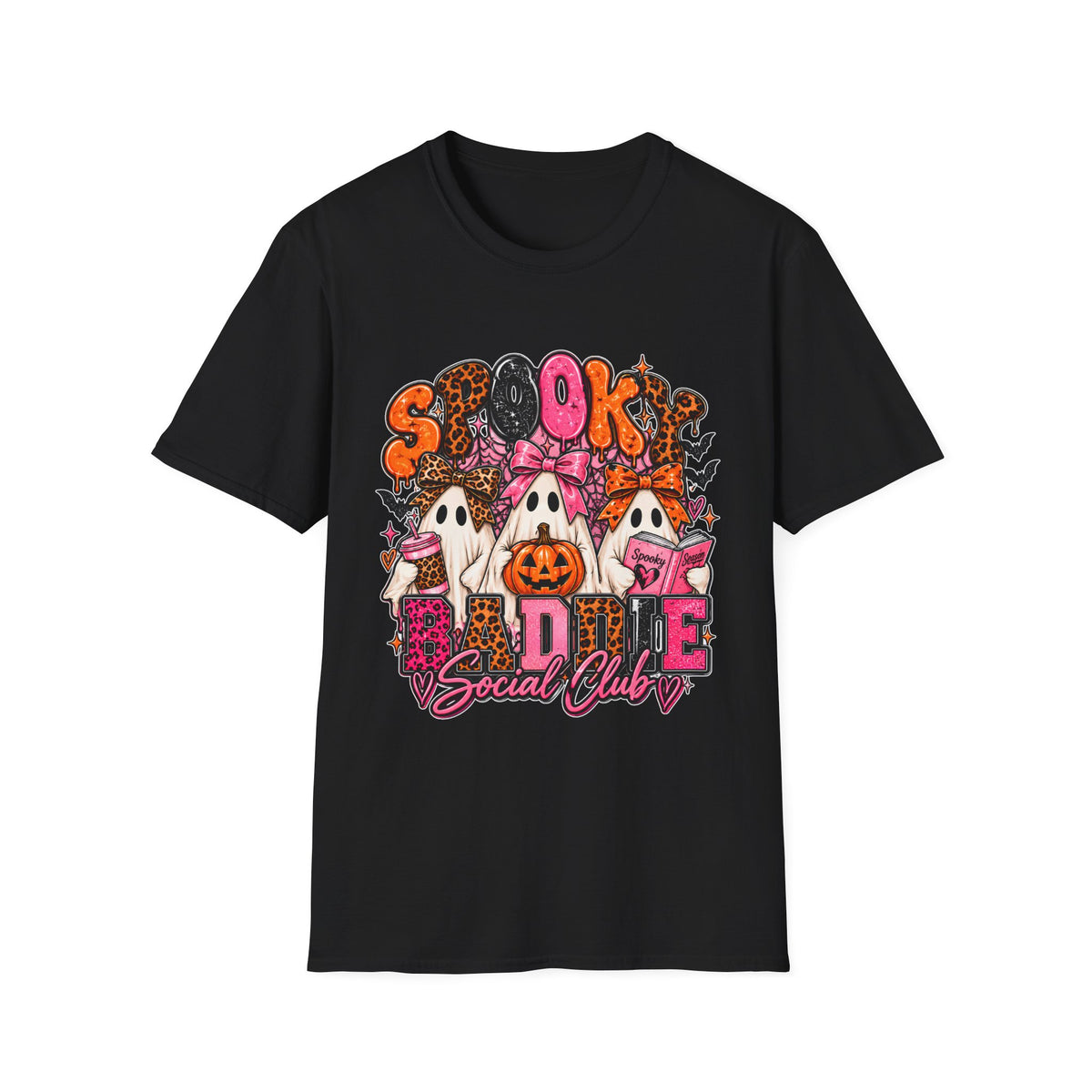 Spooky Social Club T-Shirt | Halloween Ghosts Pumpkin Pink