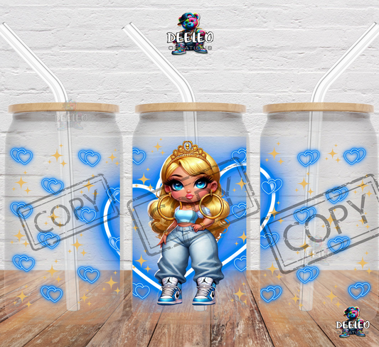 Hip Hop Cind*16oz Glass Cup
