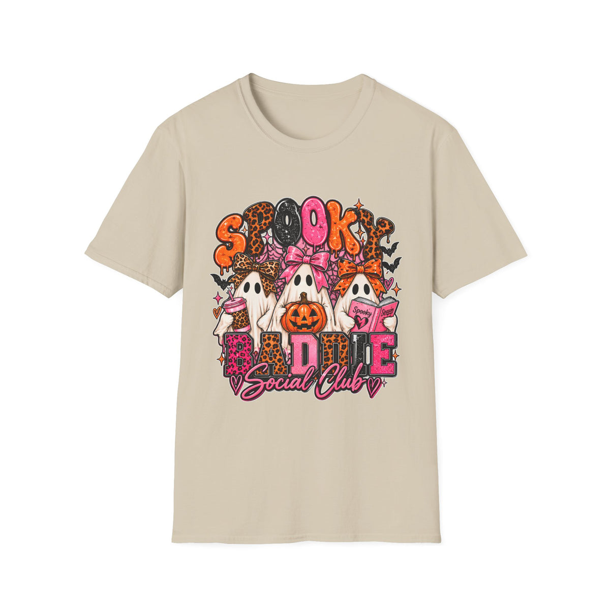 Spooky Social Club T-Shirt | Halloween Ghosts Pumpkin Pink