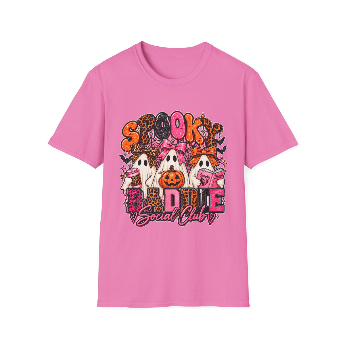 Spooky Social Club T-Shirt | Halloween Ghosts Pumpkin Pink
