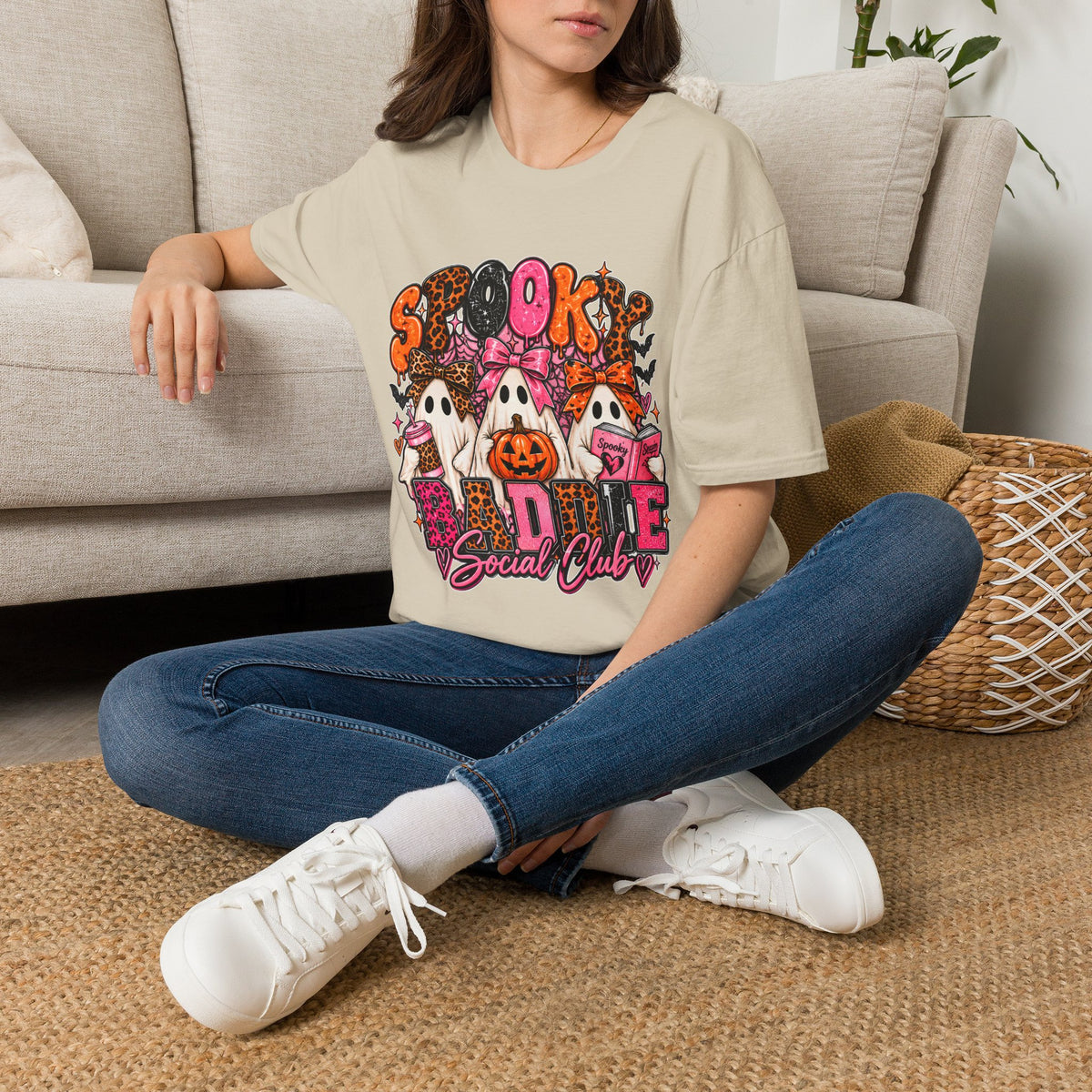 Spooky Social Club T-Shirt | Halloween Ghosts Pumpkin Pink