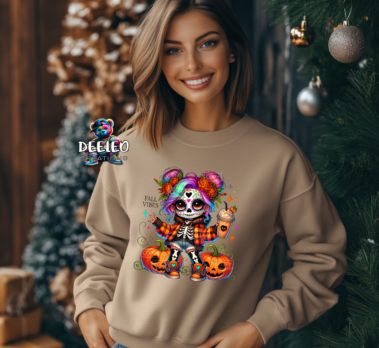 Fall Vibes Sugar Skull Girl Sweatshirt