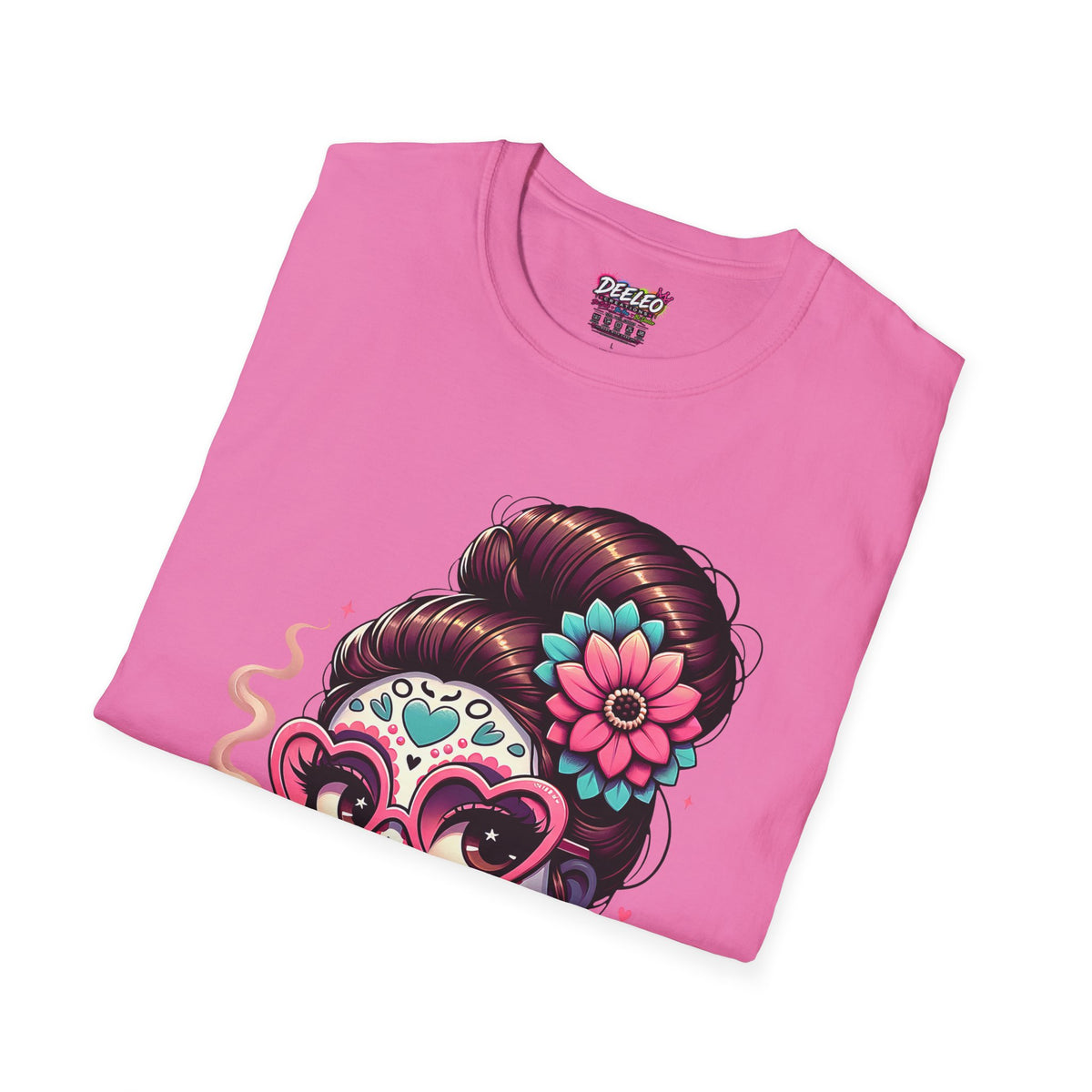 La Chismosa sugar skull T-Shirt | Day of the Dead diva, heart sunglasses