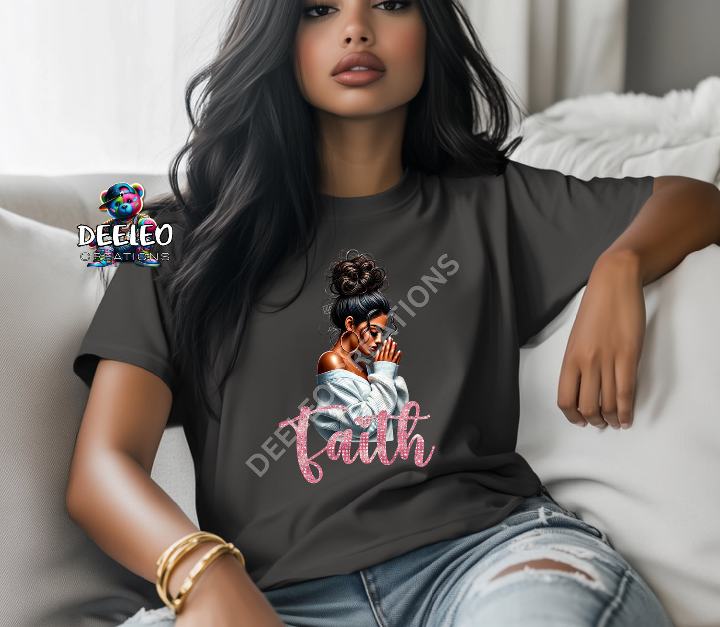 Pink Faith Praying Girl DTF Transfer