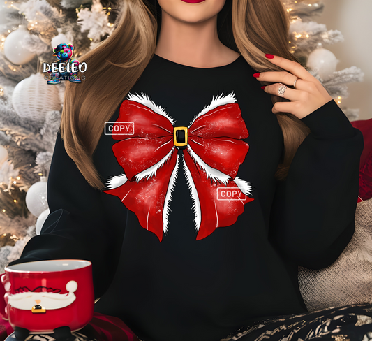 Red Santa Christmas Bow Sweatshirt