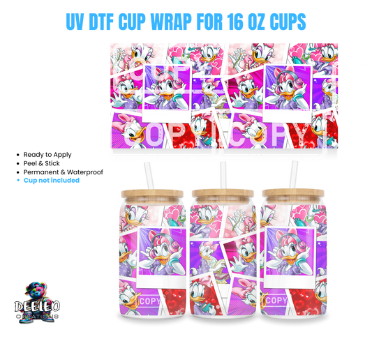 Daisy Duck UV DTF 16oz Cup Wrap
