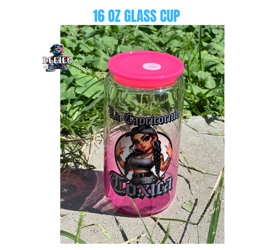 Toxica Zodiac 16 Oz Colored Glass Cup