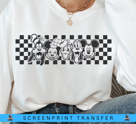 Checkered Friends Single Color Screenprint Transfer