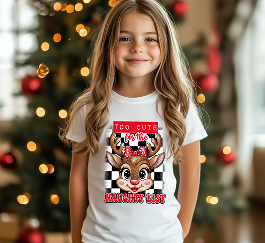 Too Cute for the Naughty List Kids T-Shirt