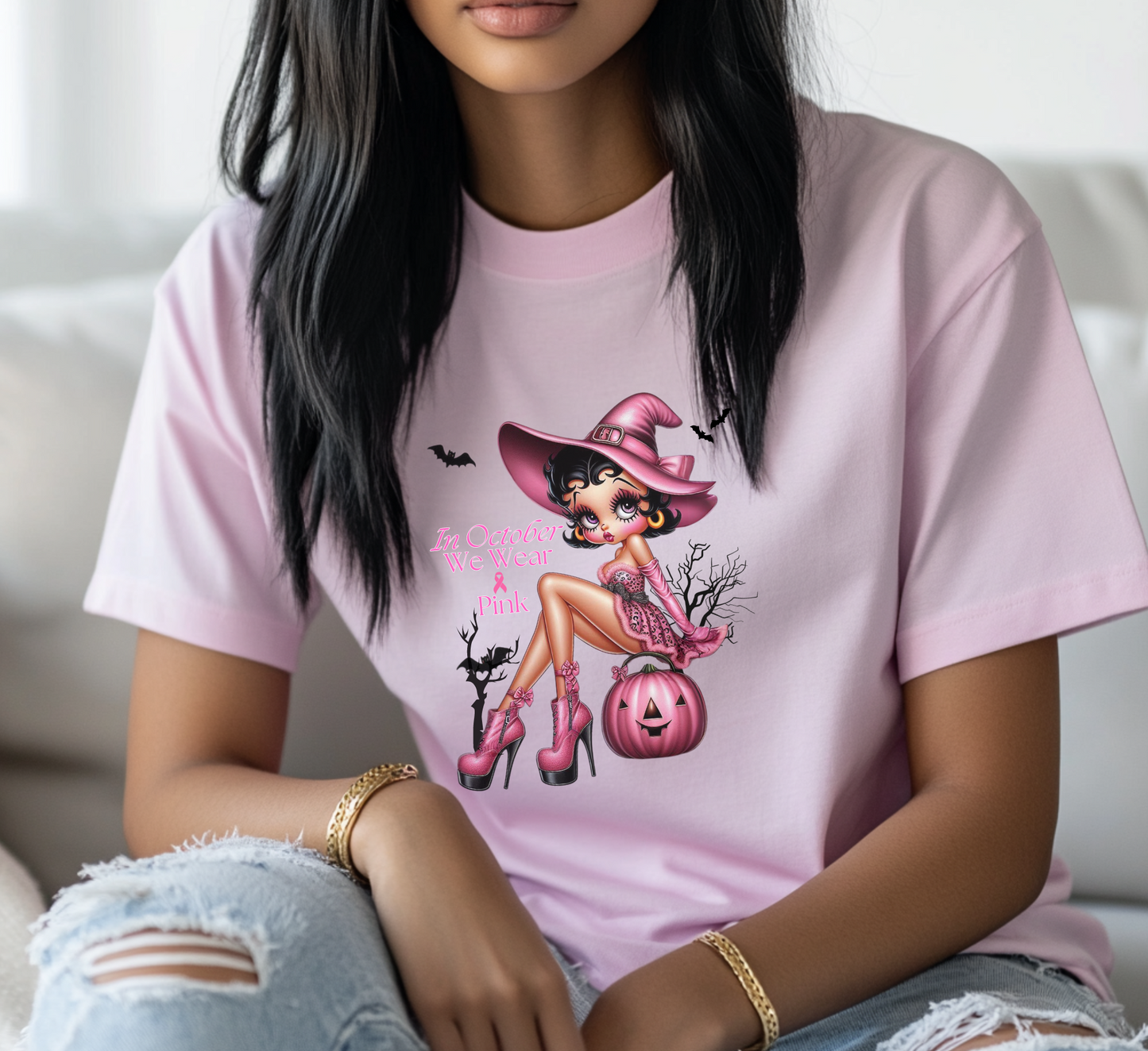 In October we wear Pink Boop T-Shirt