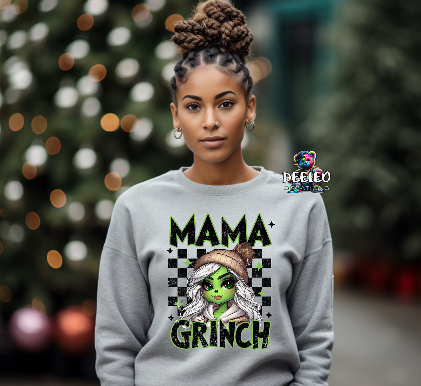 MAMA Grinch Checkered Sweatshirt