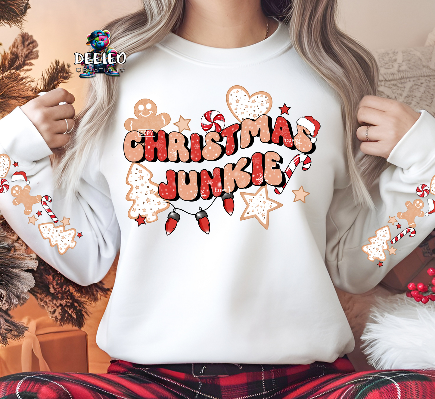 Christmas Junkie Sweatshirt with Double Sleeve