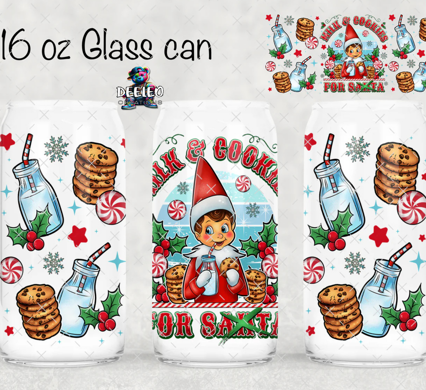 Elf Milk & Cookies For Santa Glass Cup