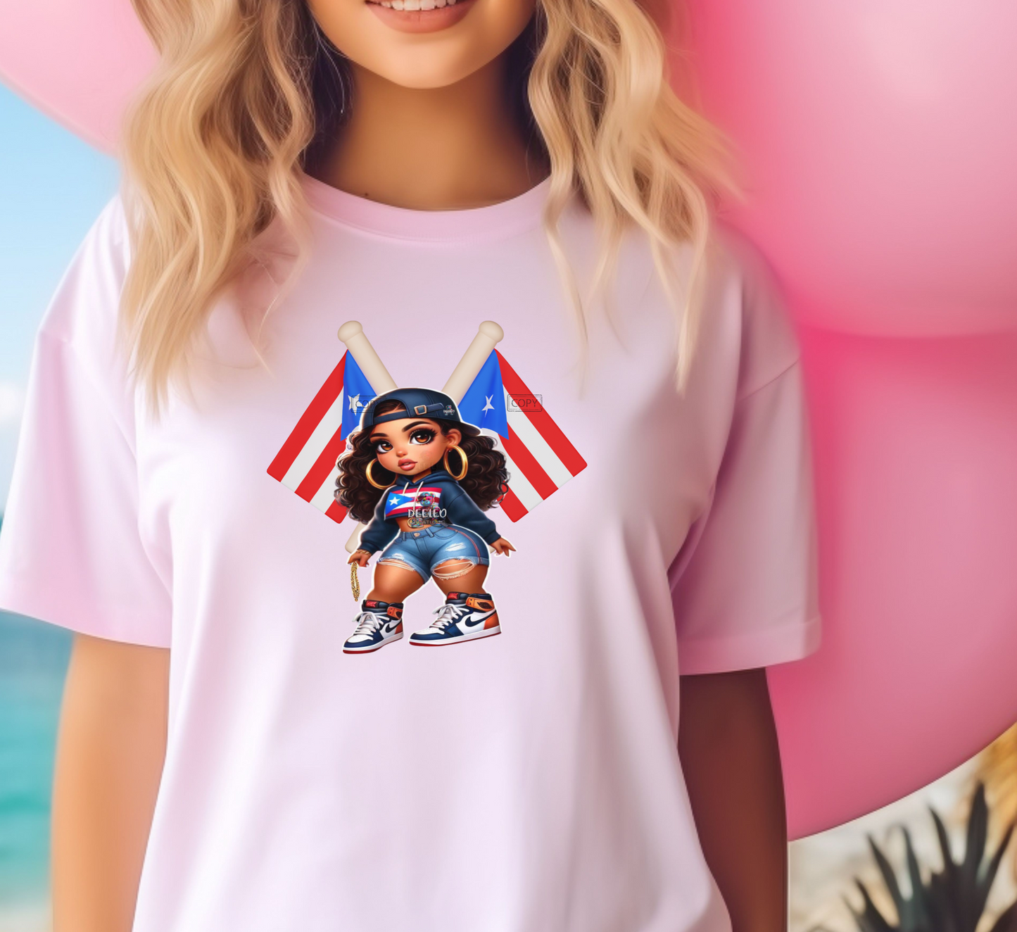 Boricua PR Flag Curvy Girlie T-Shirt
