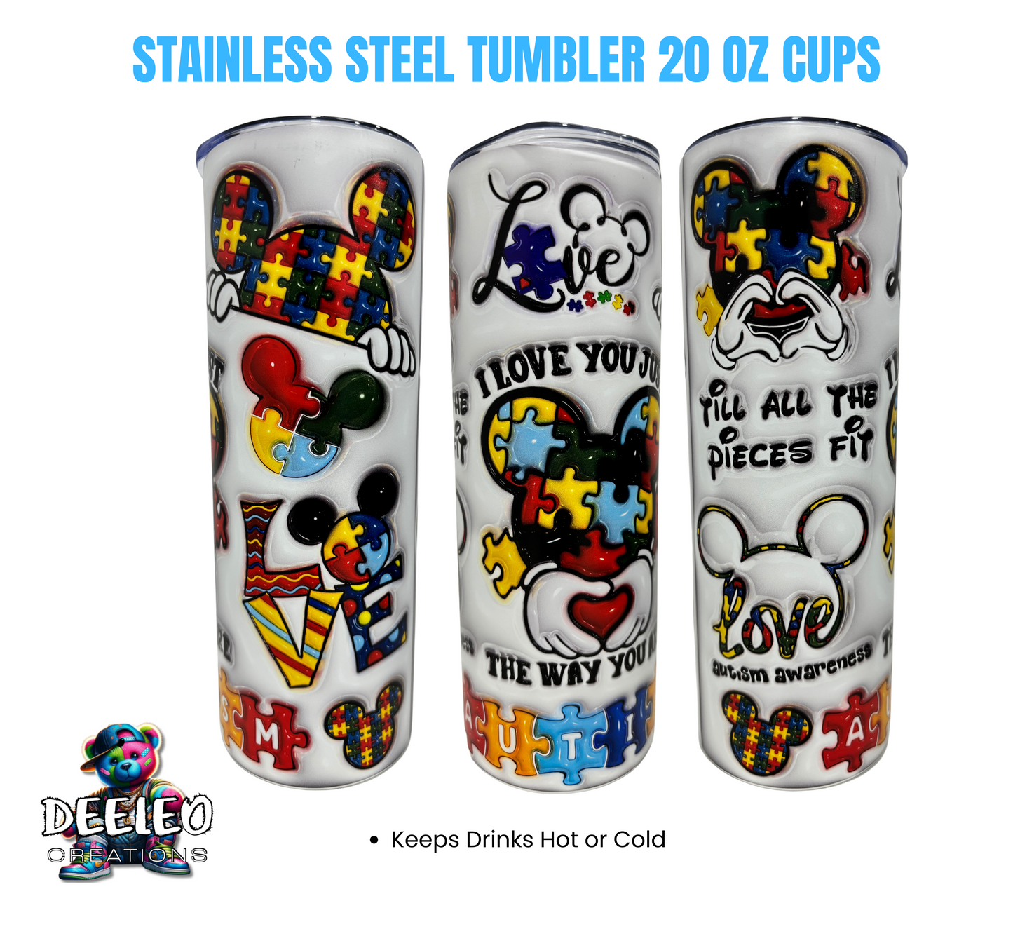 M Autism Stainless Steel 20 Oz Tumbler