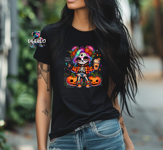 Fall Vibes Sugar Skull Girl T-Shirt