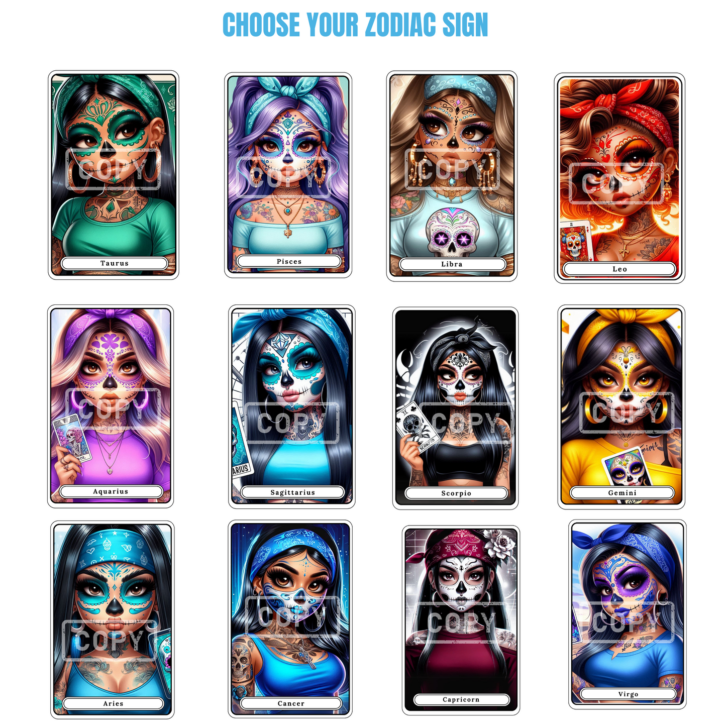 English Zodiac Sign Tarot Card (DTF Transfers)