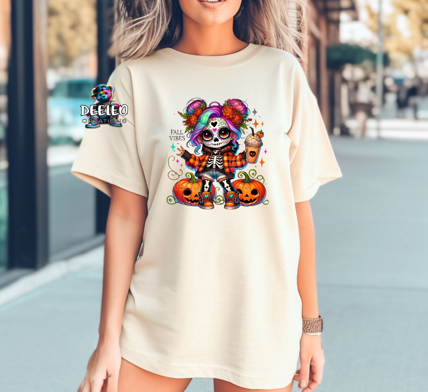 Fall Vibes Sugar Skull Girl T-Shirt