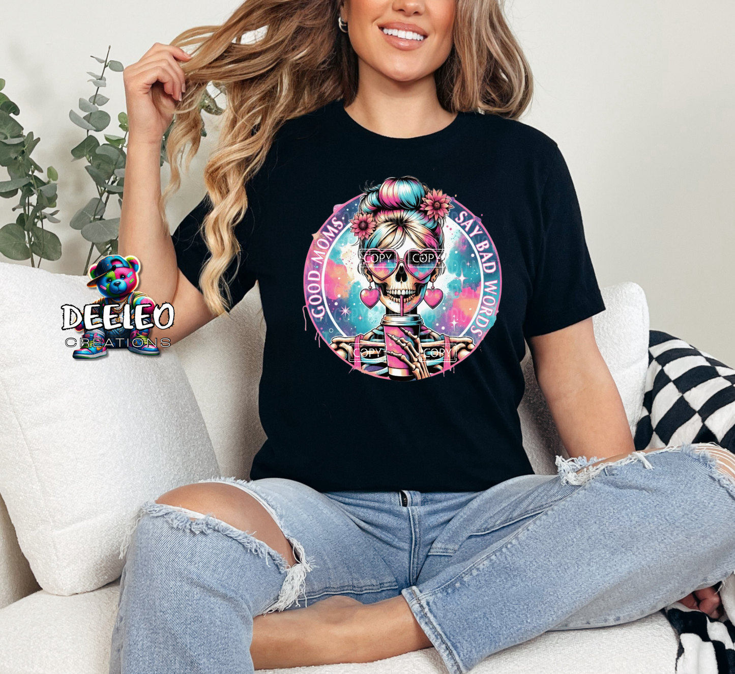 Good Moms Say Bad Words Skull T-Shirt
