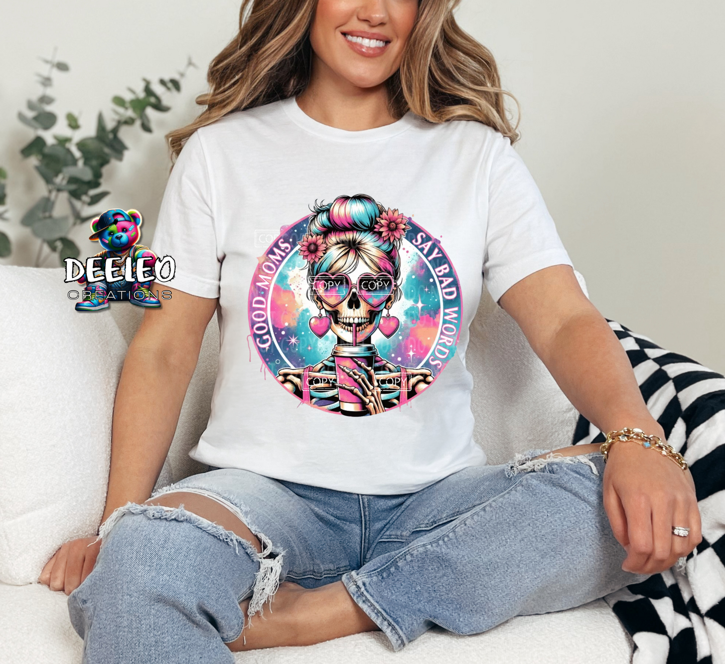 Good Moms Say Bad Words Skull T-Shirt